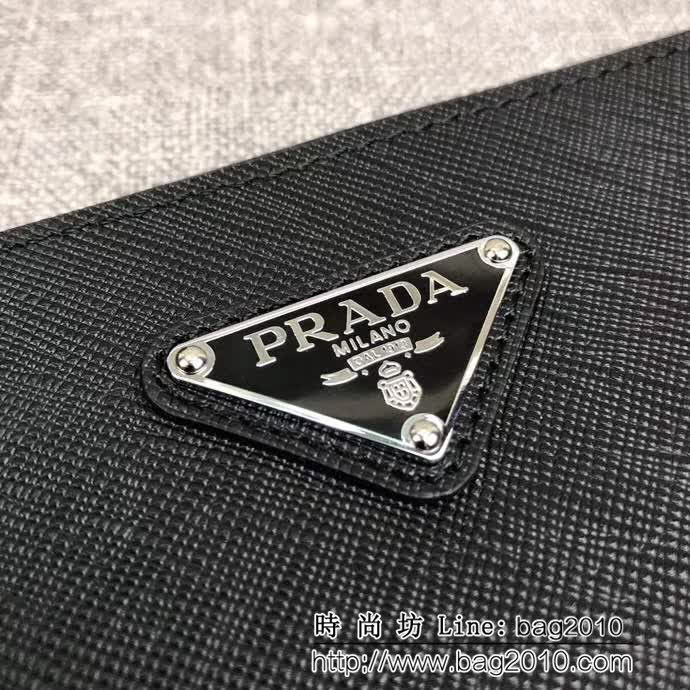 PRADA普拉達 官網同步 專櫃最新款式 頂級原單十字紋牛皮 男士手包 2NG003 DD1162